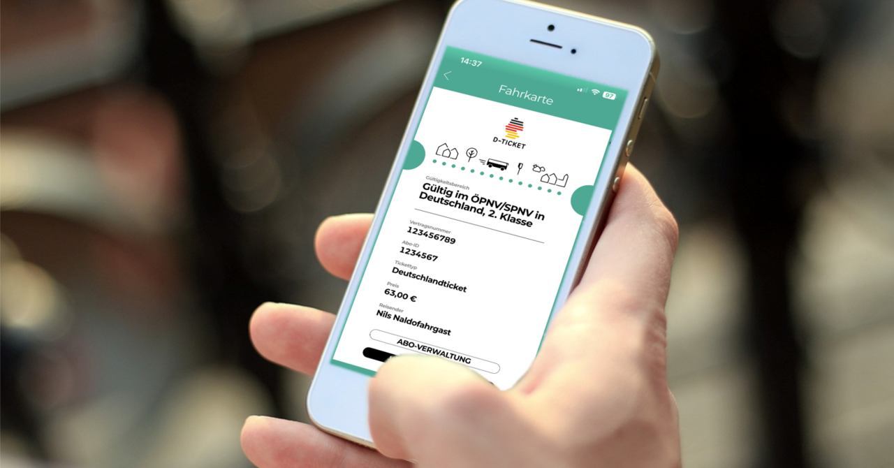 Blick auf in WDW-App geöffnetes Handyticket eines Deutschlandtickets 