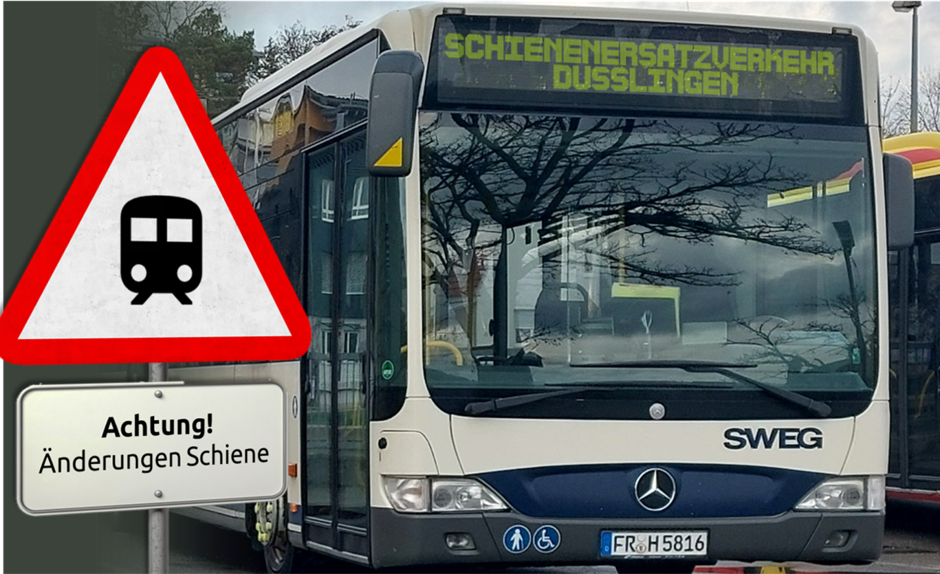 Im Schienenersatzverkehr in Dusslingen eingesetzter SWEG-Bus an Haltestelle